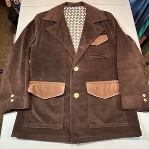 Vintage 60s 70s ENGLISH SQUIRE Size 42 Brown Corduroy Blazer Jacket Sport Coat